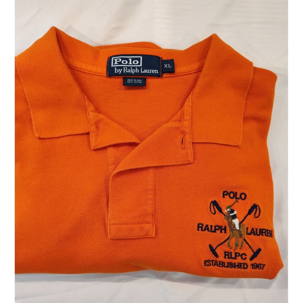 POLO RALPH LAUREN Polo Shirt Mens Size X-Large Short Sleeve Orange*